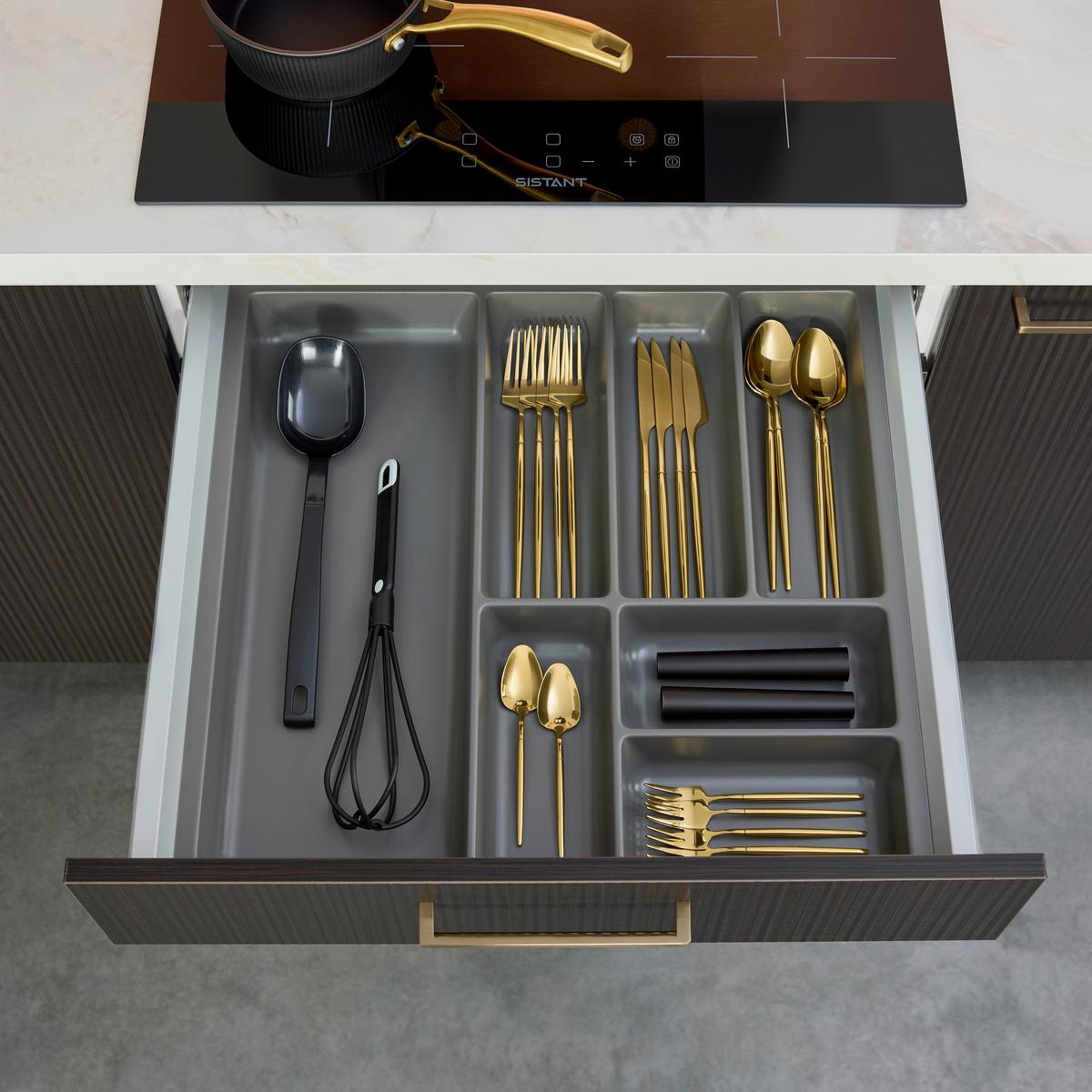 Eckküche Star/stripe - Weiß Hochglanz/Dunkelbraun, Design, Holzwerkstoff (188,3/266,6cm) - Express-Kuechen