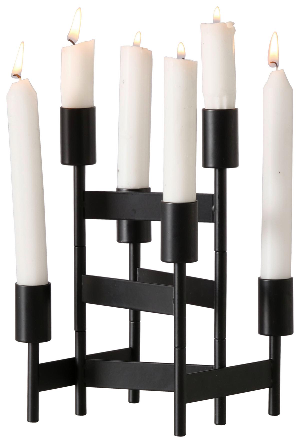 Svietnik na dlhé sviečky KALIKA I - čierna, Modern, kov (51/22/2,5cm) - Mömax