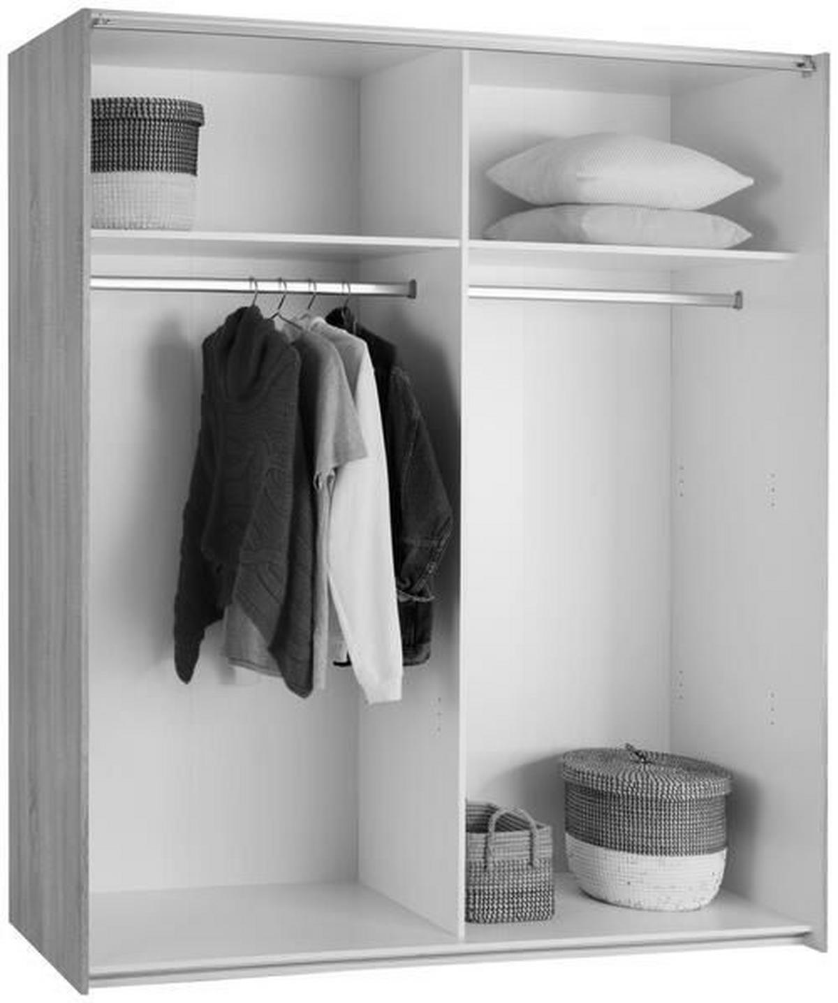 Tolóajtós Szekrény Action 170/195 Cm - tölgyfa/fehér, Design, faalapú anyag/Üveg (170/195/59cm) - Carryhome