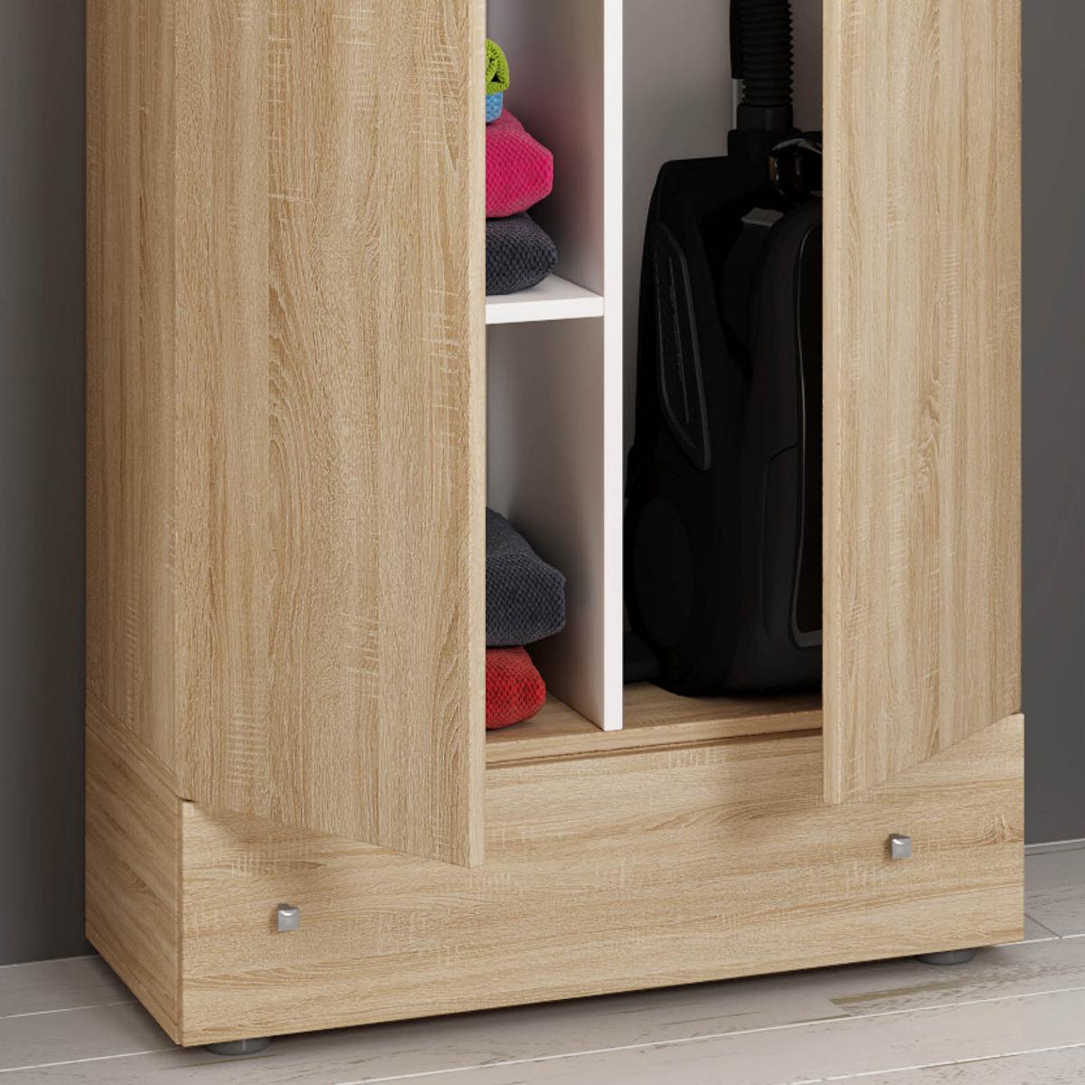 Mehrzweckschrank Lona XXL Eiche Dekor BxH: 70/240 cm - Schwarz/Sonoma Eiche, MODERN, Holzwerkstoff (70/240/39cm) - MID.YOU