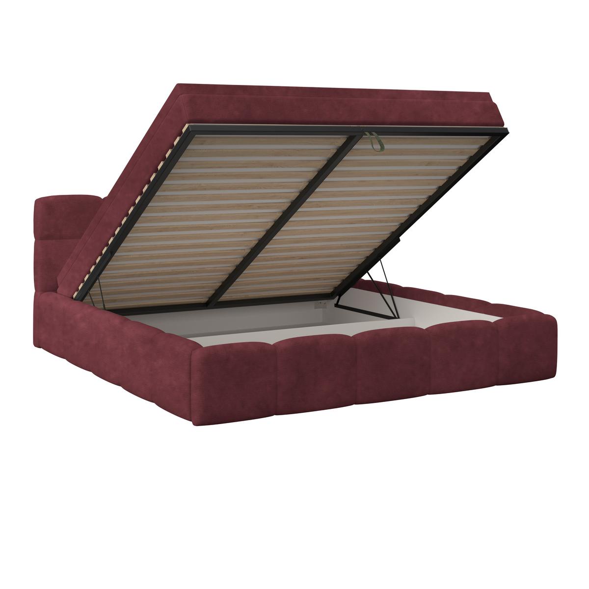 Polsterbett Noe Bordeaux 160x200 Cm - Bordeaux/Schwarz, Trend, Textil/Metall (160/200cm)