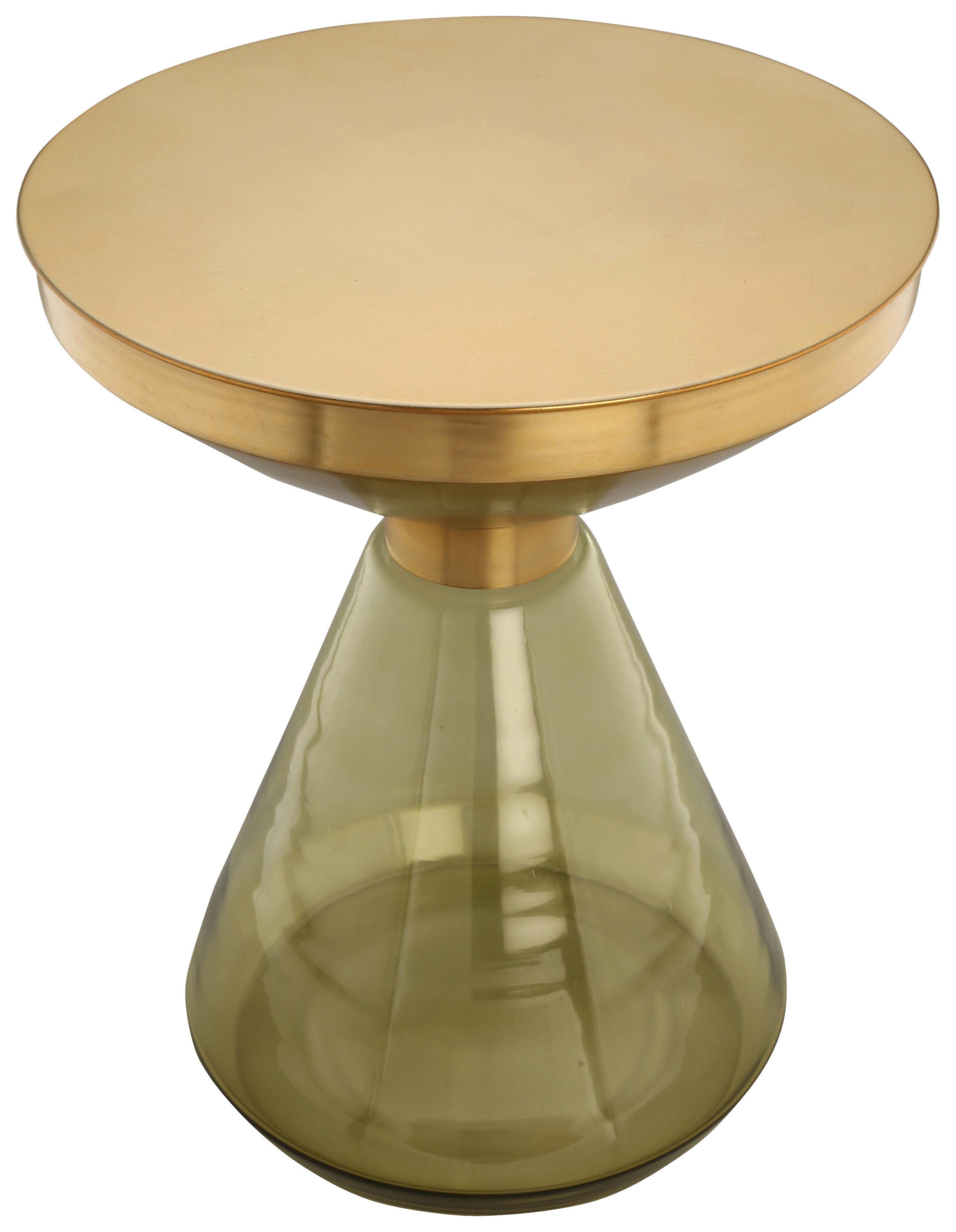 Beistelltisch Roman 325 Grün/Goldfarben D: 41,5 cm - Goldfarben/Grün, Design, Glas/Metall (41,5/53cm) - Kayoom