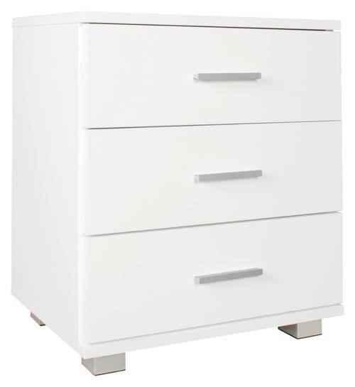 Nočný stolík Nina š: 45cm biely - biela/strieborná, Konventionell, kov/kompozitné drevo (45/54/34cm) - MID.YOU