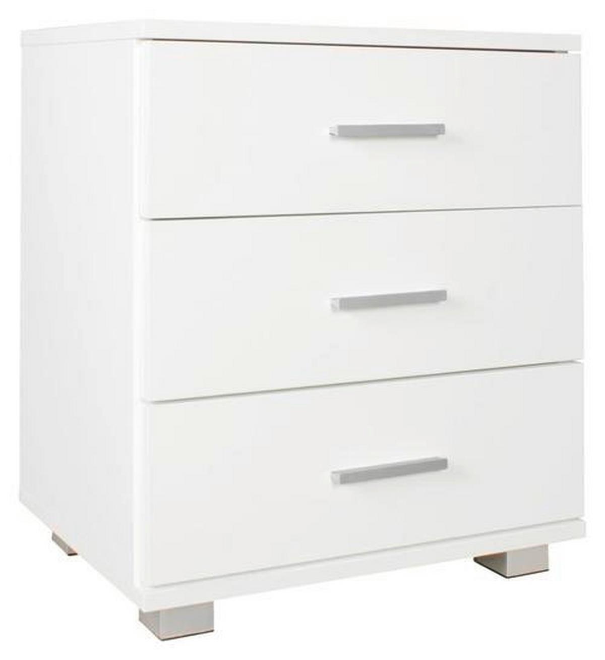 Nočný stolík Nina š: 45cm biely - biela/strieborná, Konventionell, kov/kompozitné drevo (45/54/34cm) - MID.YOU