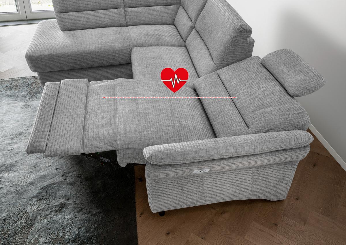 Ecksofa Cavoli Grau Relaxfunktion S: 190x266 Cm - Schwarz/Weiß, MODERN, Textil (190/266cm) - Livetastic