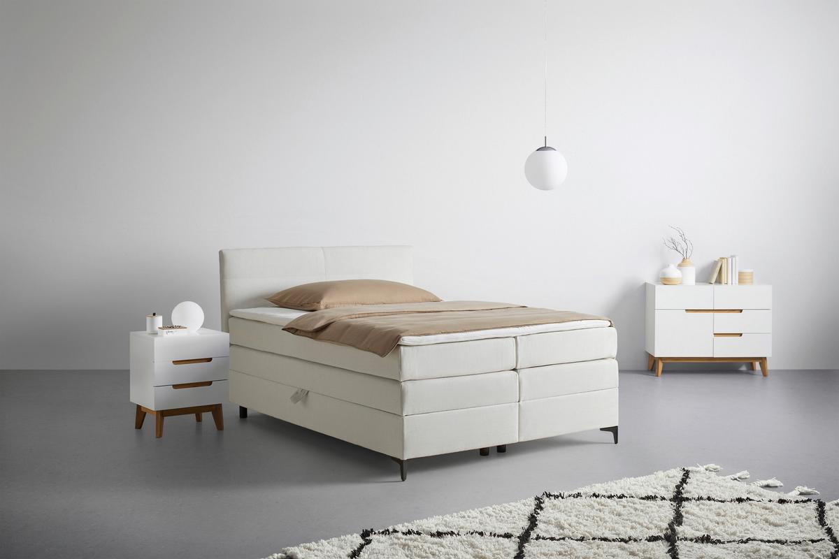 Boxspringová postel BARI 140/200, krémová - černá/krémová, Konvenční, kov/textil (140/200cm) - Mömax