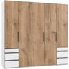 Drehtürenschrank Mit Laden 250 Cm Level, Weiß/eiche Dekor - Eichefarben/Weiß, MODERN, Holzwerkstoff (250/236/58cm) - MID.YOU
