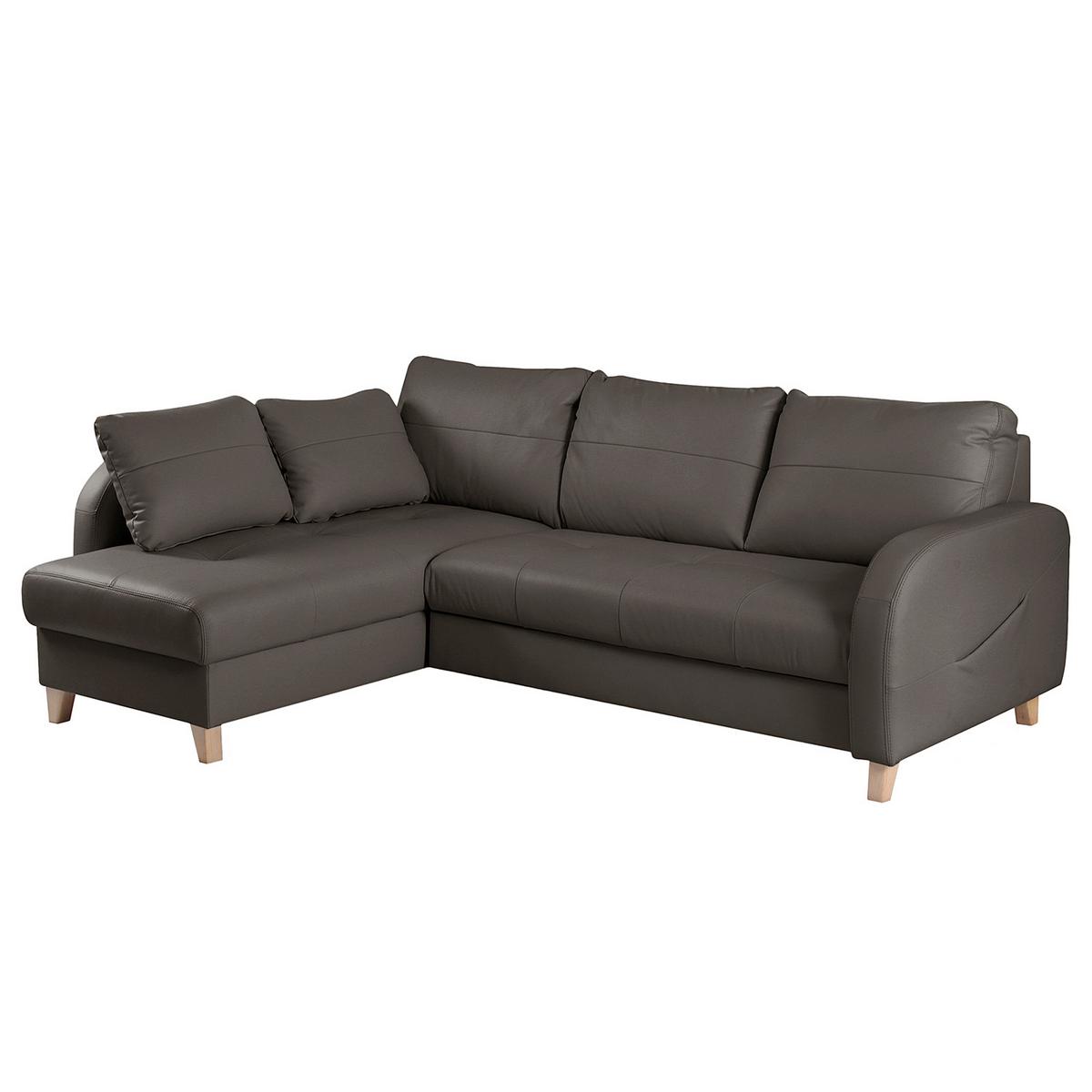 Ecksofa Compact Dunkelbraun B: 168x227 Cm - Dunkelbraun/Buchefarben, Design, Leder/Textil (168/227cm) - Livetastic
