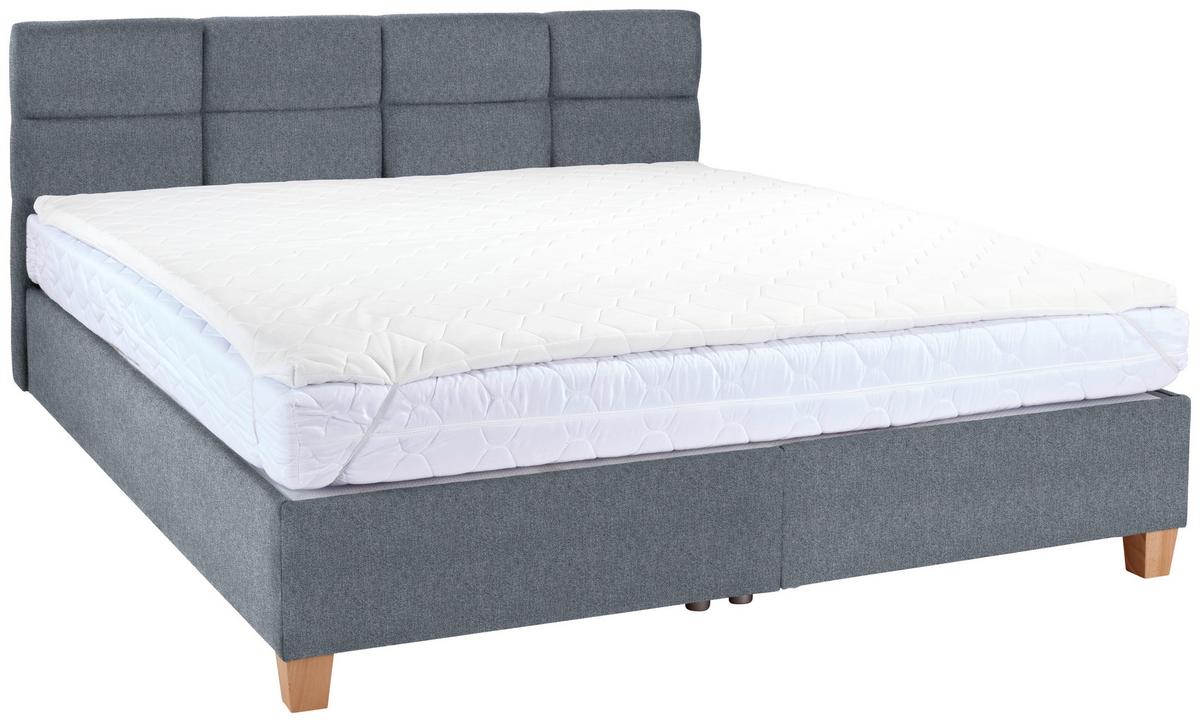 Polsterbett Mit Bettkasten 160x200 Bellagio Grau - Buchefarben/Weiß, KONVENTIONELL, Holz/Textil (160/200cm)