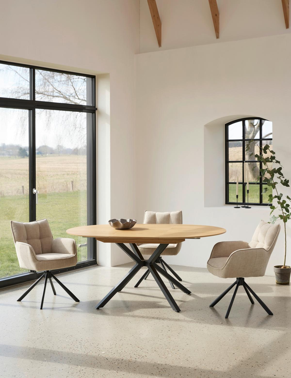 Esstisch Cesura Eichefarben, L: 120 Cm - Eichefarben/Schwarz, MODERN, Holzwerkstoff/Metall (120/120/75cm) - Livetastic