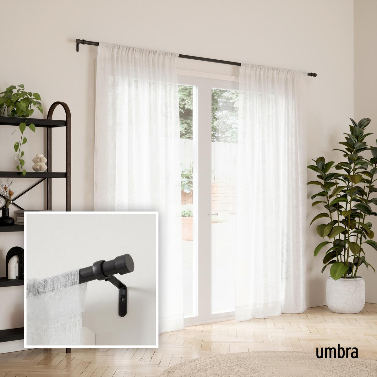 Vorhangstangenset Cappa Schwarz L: 168-305 cm - Schwarz, KONVENTIONELL, Kunststoff/Metall (168-305cm) - Umbra