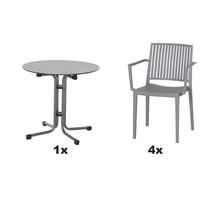 Gartengarnitur T20220 - Anthrazit/Grau, Basics, Holzwerkstoff/Kunststoff (80/80/80cm) - Siena Garden