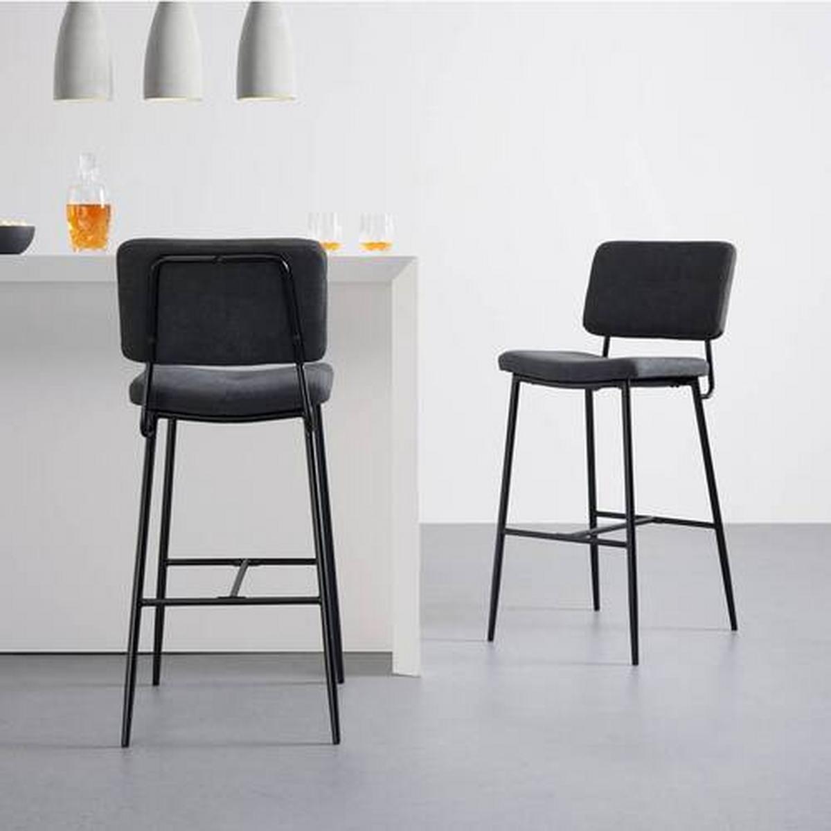 Barová židle NETA tmavěšedá - černá/tmavě šedá, Moderní, kov/dřevo (45/103/52cm) - Bessagi Home