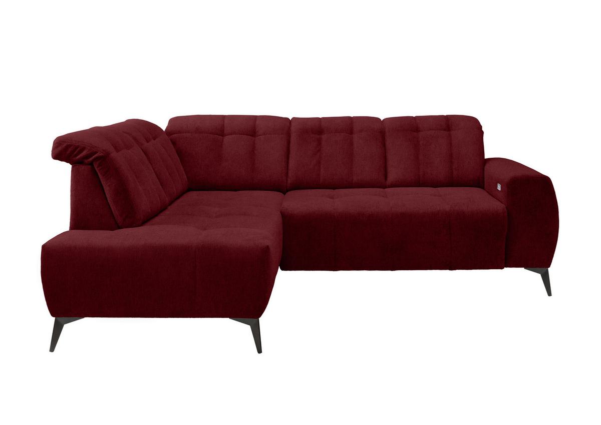 Ecksofa mit USB Anschluss Sano, Bordeaux, S: 200x261 cm - Bordeaux/Schwarz, MODERN, Textil (200/261cm) - Livetastic