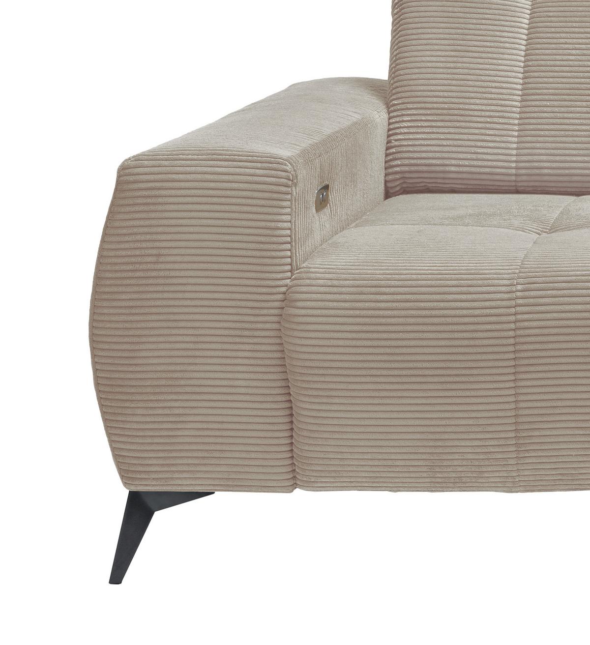 Ecksofa mit USB Anschluss Sano, Beige, S: 258x180 cm - Beige/Schwarz, MODERN, Textil (258/180cm) - Livetastic