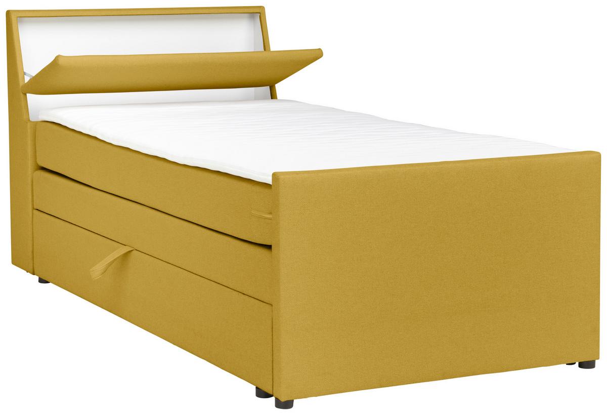 Boxspringbett Mit Bettkasten Nida 120x200 Cm Gelb - Gelb/Schwarz, MODERN, Holz/Textil (120/200cm) - MID.YOU
