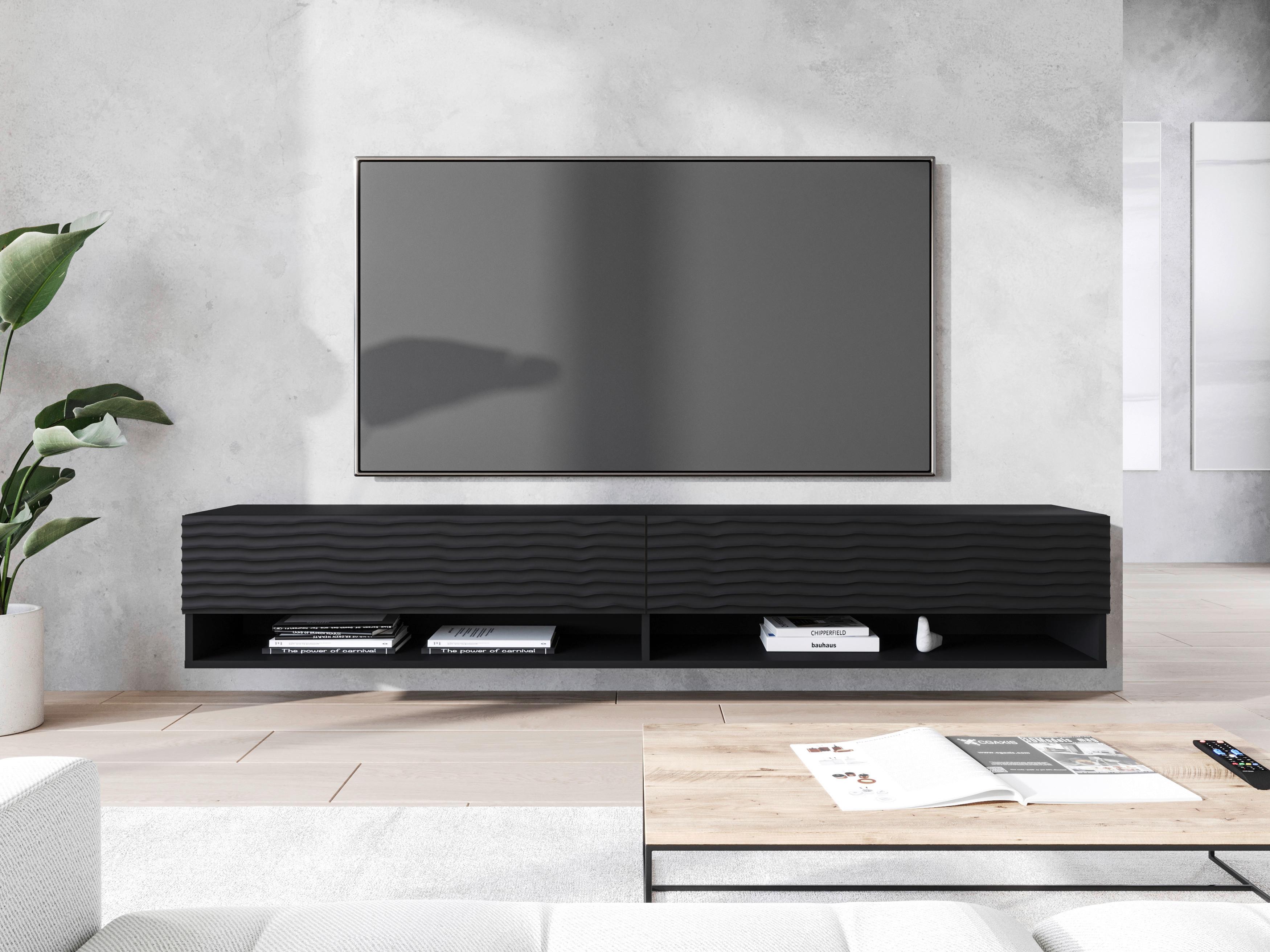 NÍZKÁ KOMODA A180 SCHWARZ B: 180CM - šedá/černá, Lifestyle, kompozitní dřevo/plast (180/30/31cm) - P & B
