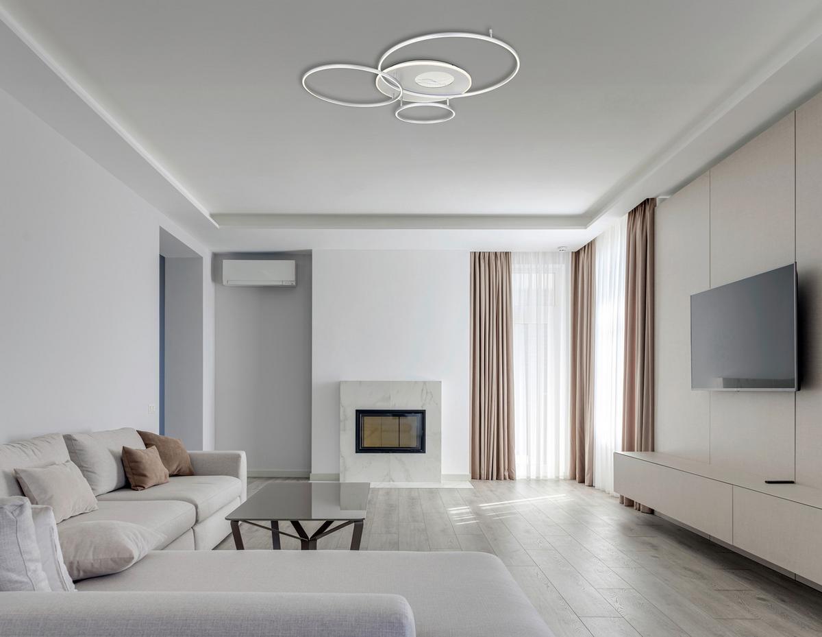LED-Deckenleuchte Befer Opal/Silber max. 70 Watt - barvy stříbra/opál, Moderní, kov/plast (126,4/105,3/13cm)