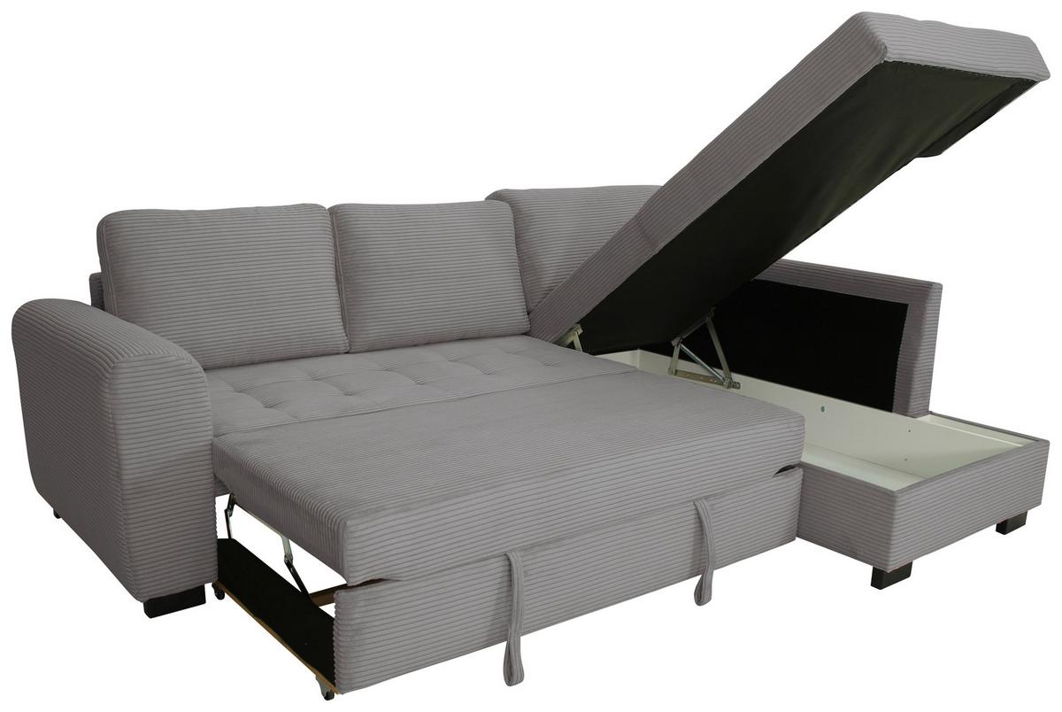 Ecksofa John Grau S: 239x178 cm - Schwarz/Grau, Trend, Textil (239/178cm)