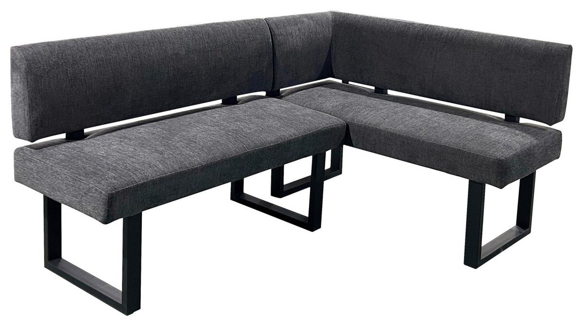 Eckbank Vancouver Grau, Schwarz 181x125 cm - Anthrazit/Schwarz, Design, Textil/Metall (181,5/125cm) - MID.YOU