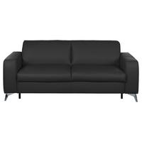 Schlafsofa Aloe Echtleder Schwarz B: 204 cm - Silberfarben/Schwarz, Design, Leder (204/84/104cm) - Livetastic