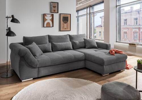 Ecksofa Federico Grau S: 302/188 Cm - Chromfarben/Grau, MODERN, Holz/Textil (302/188cm) - MID.YOU