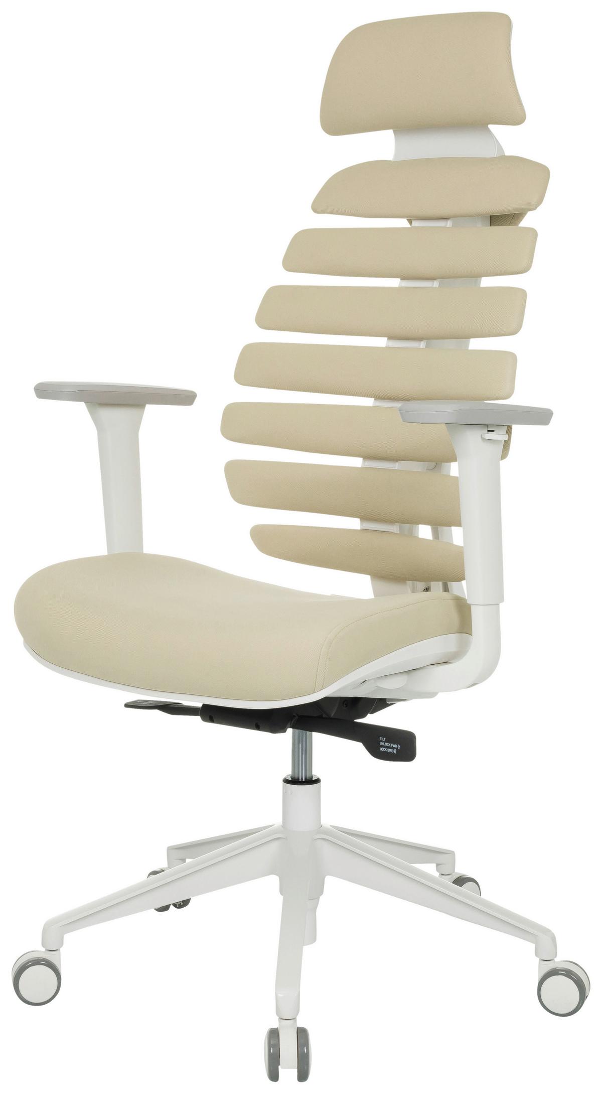 Drehstuhl Ergo Line W Beige B: 67 Cm - Beige/Weiß, MODERN, Kunststoff/Textil (67/116 - 133/65cm) - MID.YOU