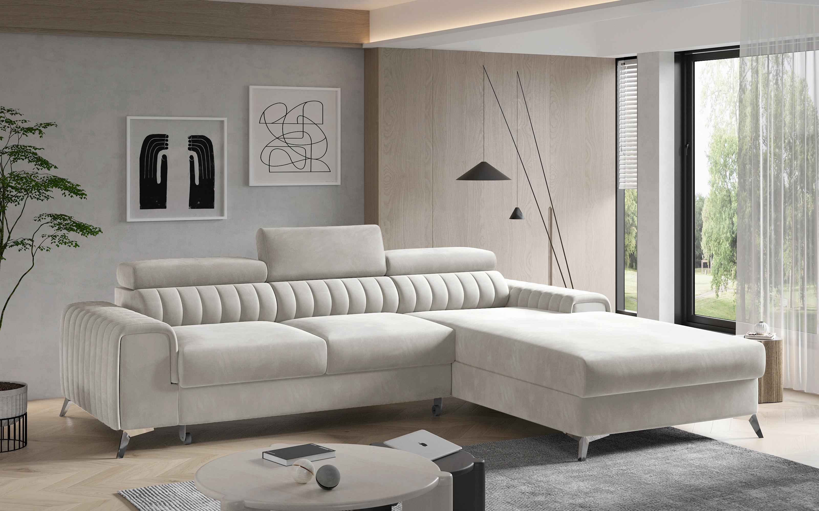 Ecksofa Grayson Beige S: 278x205 cm - Beige/Silberfarben, Design, Textil (278/205cm) - MID.YOU