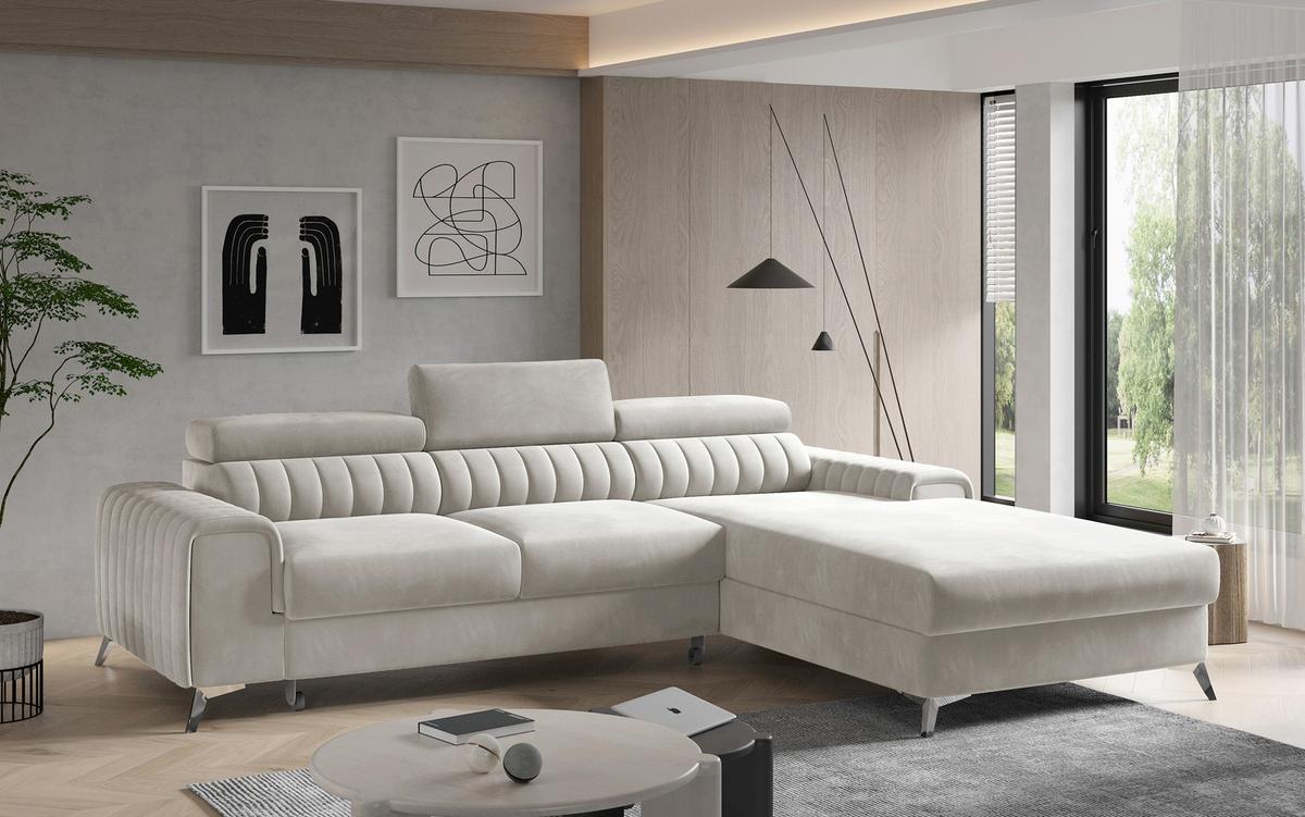 Ecksofa Grayson Beige S: 278x205 cm - Beige/Silberfarben, Design, Textil (278/205cm) - MID.YOU