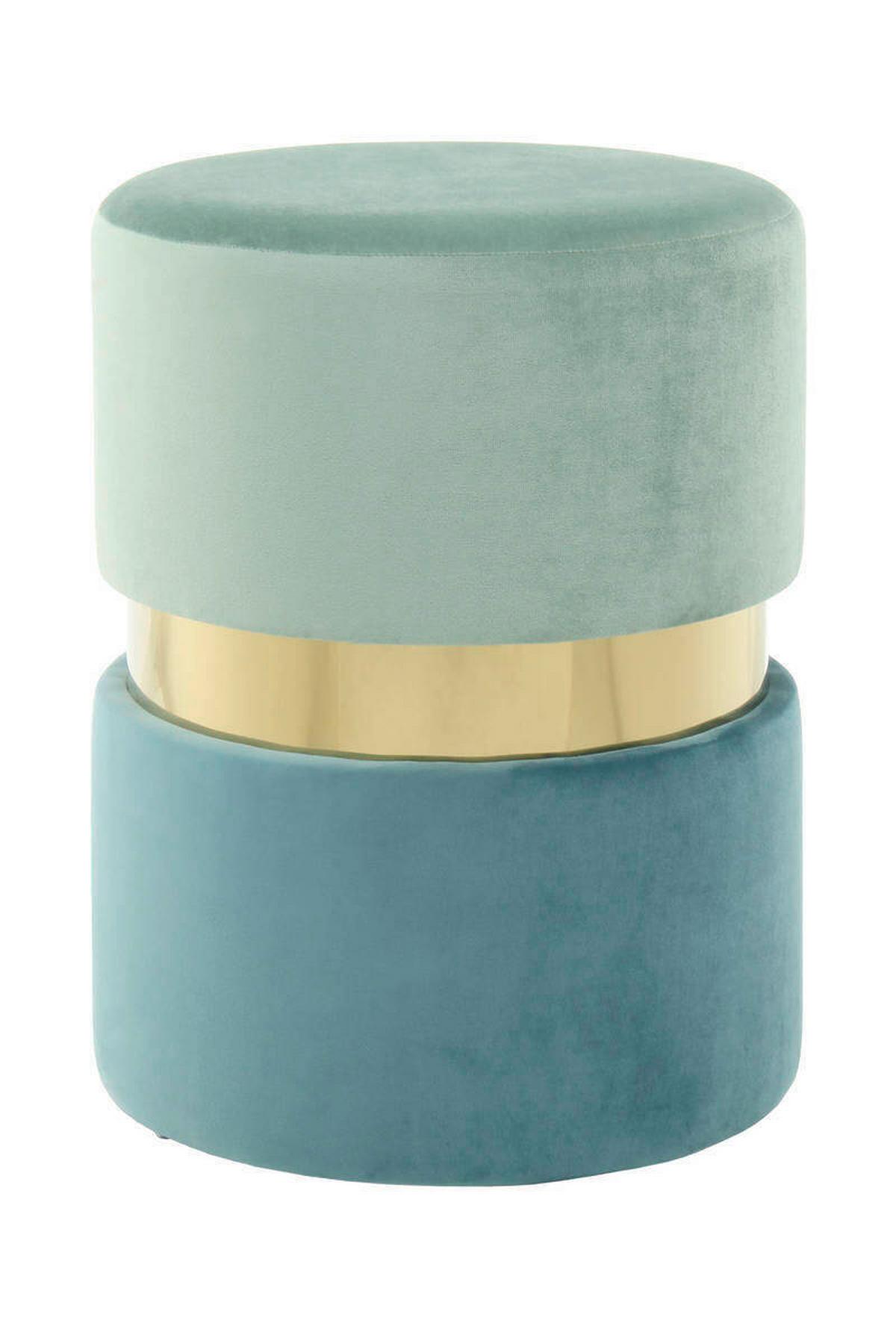 Taburet zlatá/mátová/petrolejová - petrolej/mátově zelená, Lifestyle, kov/dřevo (35/46/35cm)