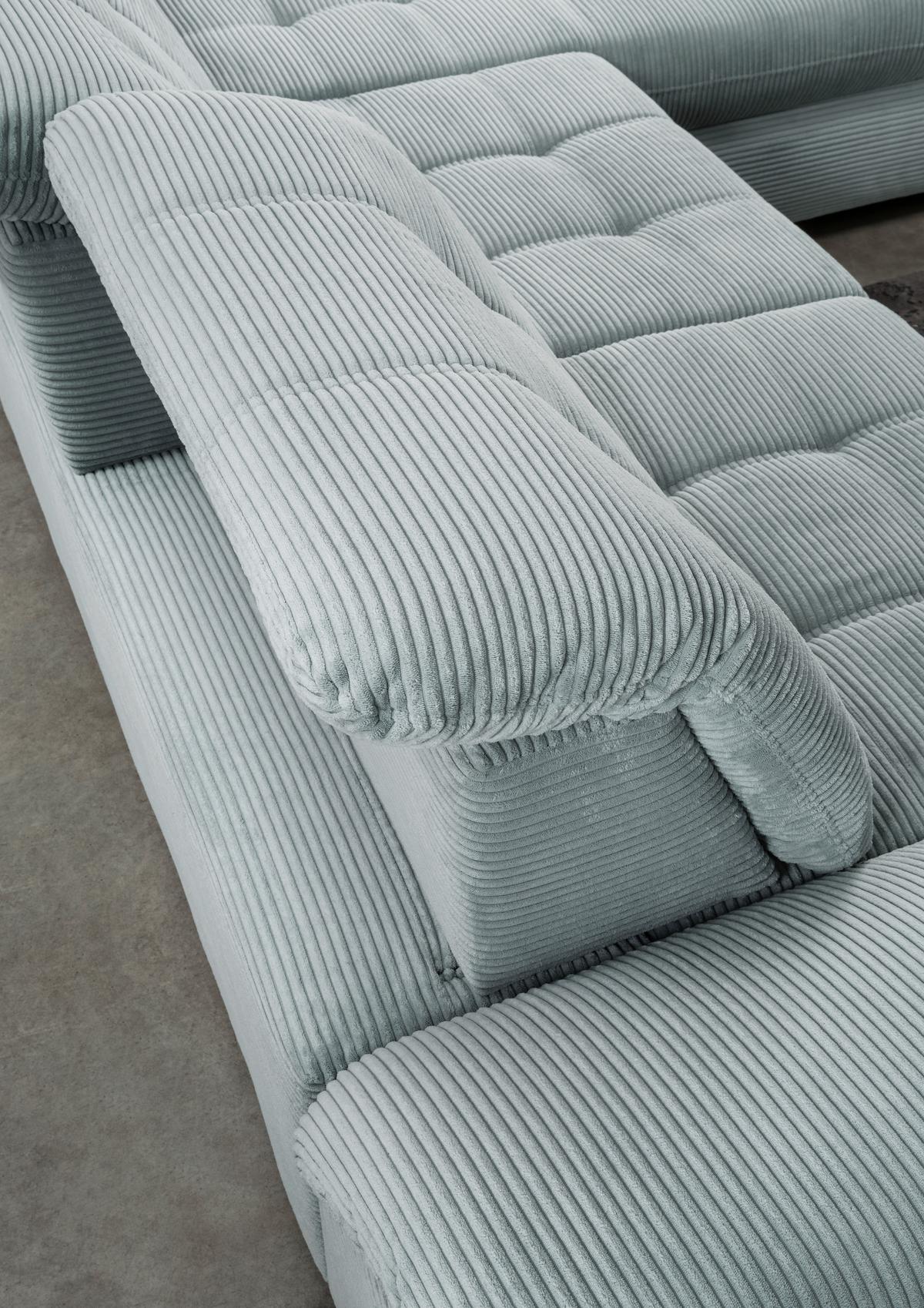 Wohnlandschaft Mit Bettkasten Rigatti Hellblau B: 387 Cm - Schwarz/Hellblau, MODERN, Textil (184/387/252cm) - Livetastic