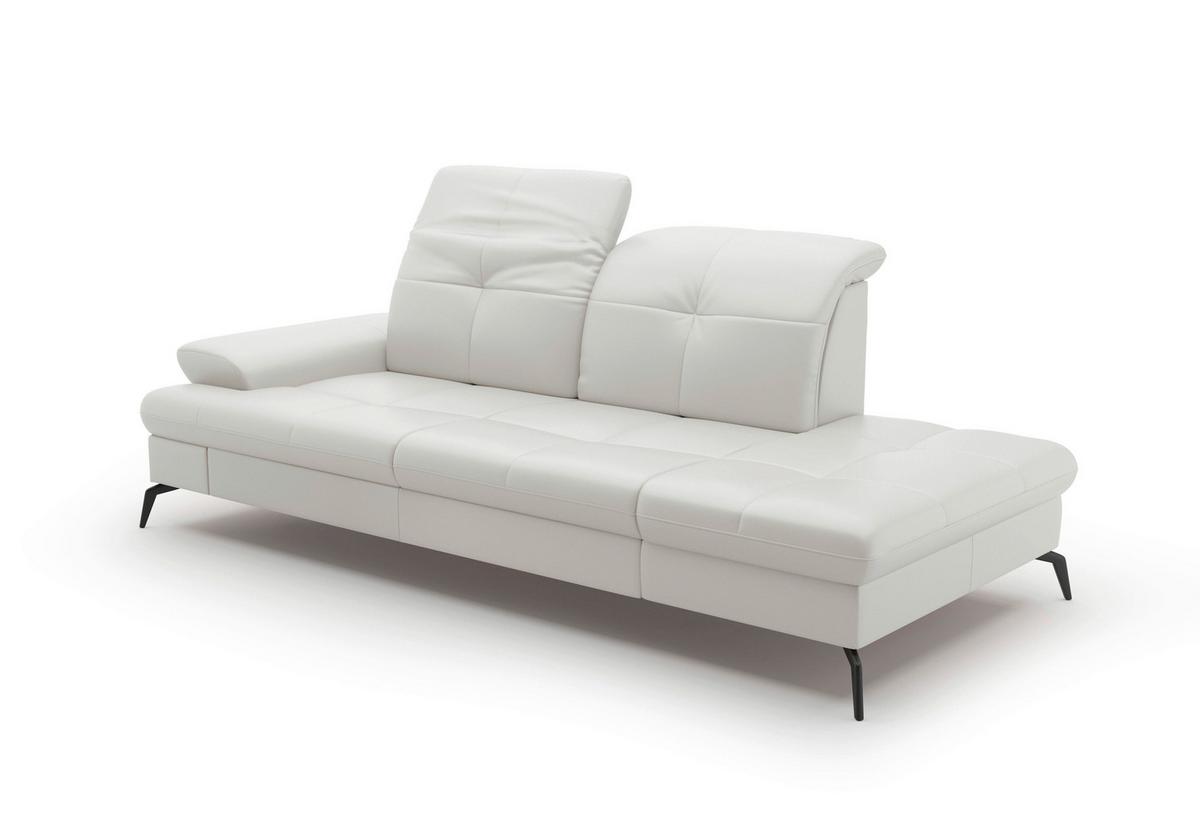 Récamiere Amica E, Weiß B: 231 Cm - Schwarz/Weiß, KONVENTIONELL, Leder/Textil (231/90/122cm) - Sit & More