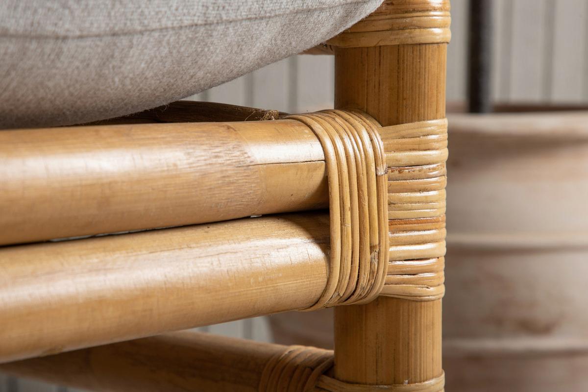 Loungesessel Cane Bambus/Rattan mit Kissen - Hellbraun, KONVENTIONELL, Holz/Textil (78/88/77cm) - Gardenson