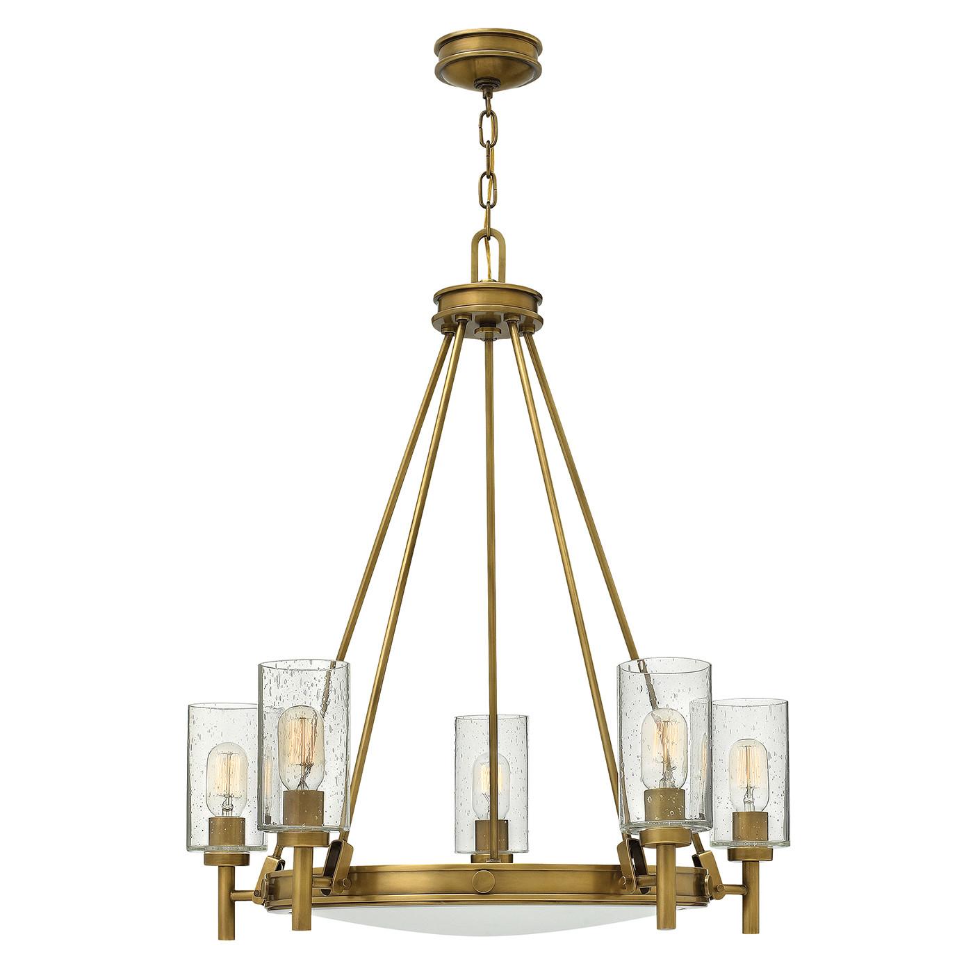 Kronleuchter H: 93,2 cm 5-Flammig - Messingfarben, LIFESTYLE, Glas/Metall (68.5/93.2cm) - Elstead Lighting