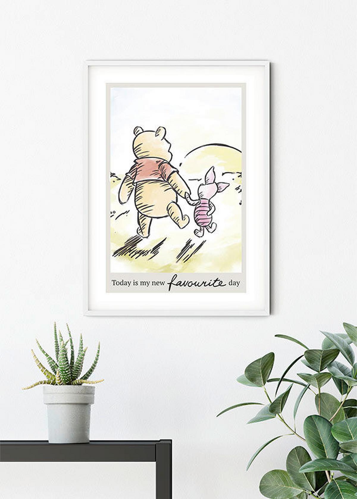 Kinderbild Winnie Pooh Gelb, B/h: 30x40cm - Gelb, Basics, Papier (30/40cm) - Disney