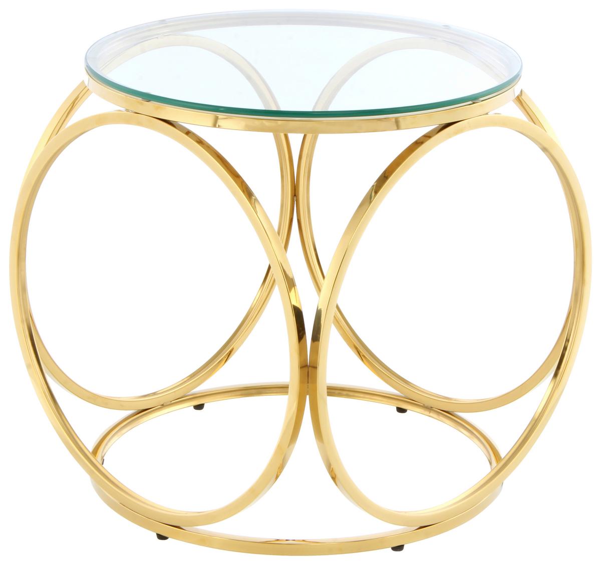 Beistelltisch Whitney 225 Goldfarben/Klar B: 50 cm - Klar/Roségold, Design, Glas/Metall (50/50/52cm) - Kayoom