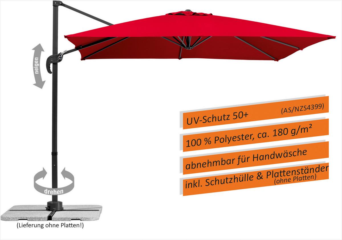 Ampelschirm Rhodos Junior BxHxT: 338x239x270 cm Rot - Anthrazit/Rot, Basics, Textil/Metall (338/239/270cm) - Schneider