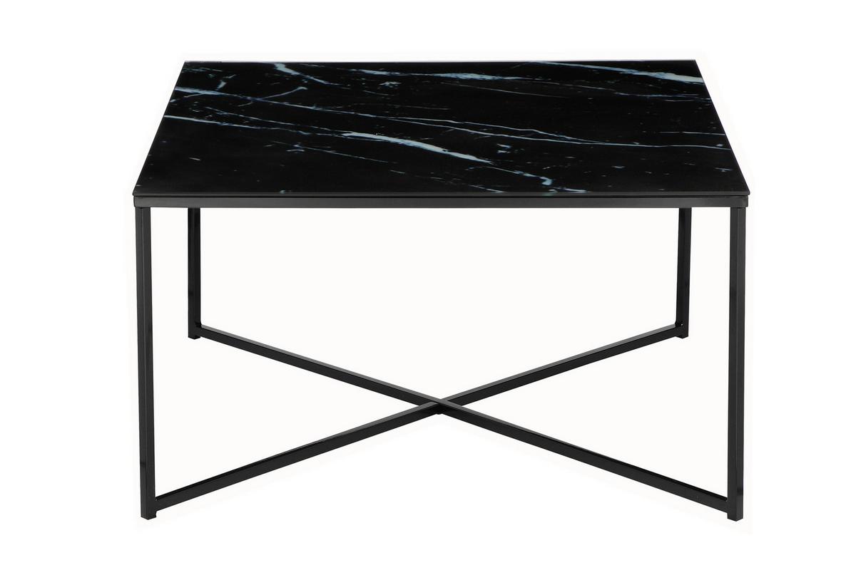 Couchtisch Schwarz/marmoroptik B: 80 Cm - Schwarz, Design, Glas/Metall (80/80/45cm) - Livetastic