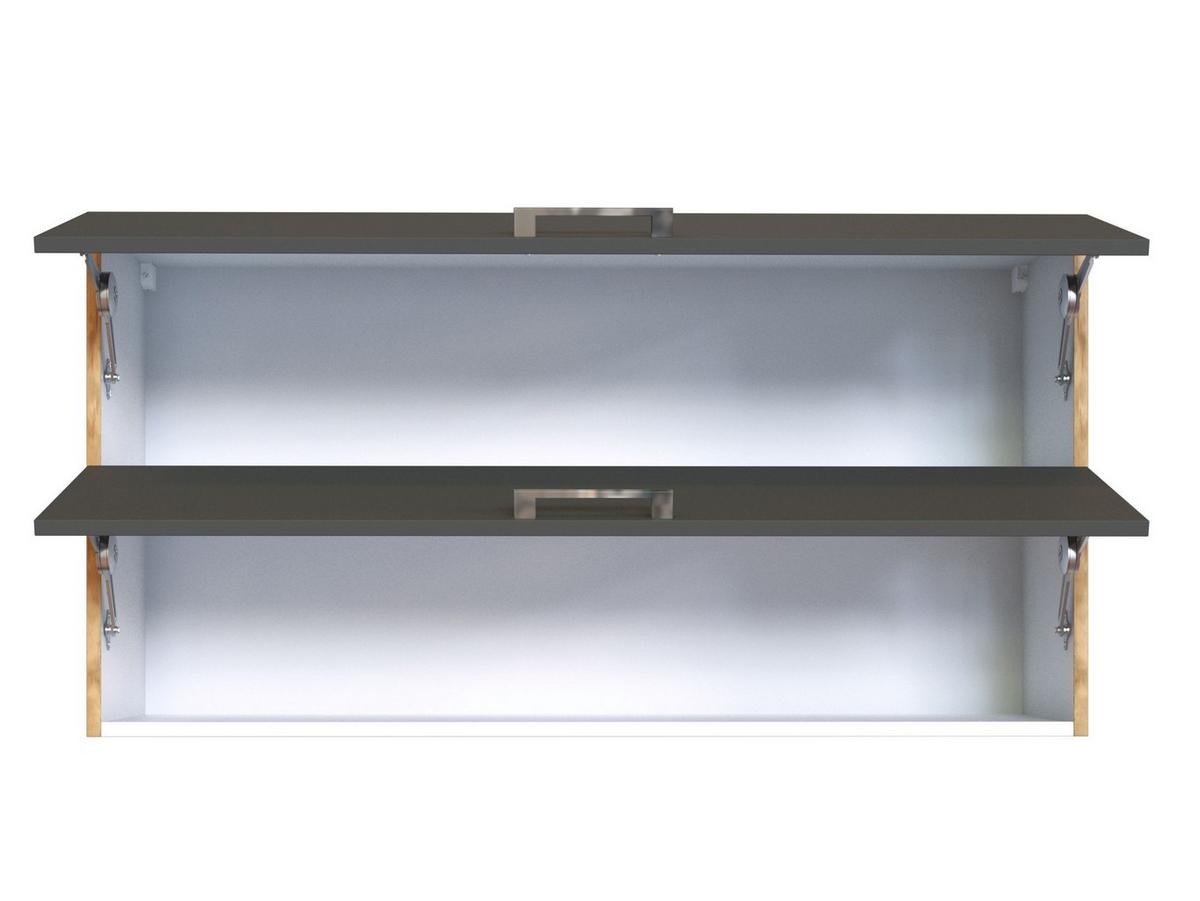 Küchenoberschrank B: 110 cm Eiche Dekor/Anthraz. 2 Klappen - Anthrazit/Eiche Wotan, MODERN, Holzwerkstoff (110/57/34cm) - Held