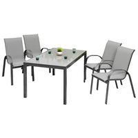 Gartenmöbel Set 5-Tlg. Amalfi aus Aluminium - Graphitfarben/Grau, KONVENTIONELL, Glas/Textil - Gardenson