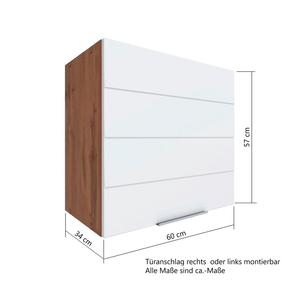 Küchenoberschrank Florenz B. 60 cm Grau/Eiche 1 Drehtüre - Eiche Wotan/Grau, Design, Holzwerkstoff (60/57/34cm) - Held