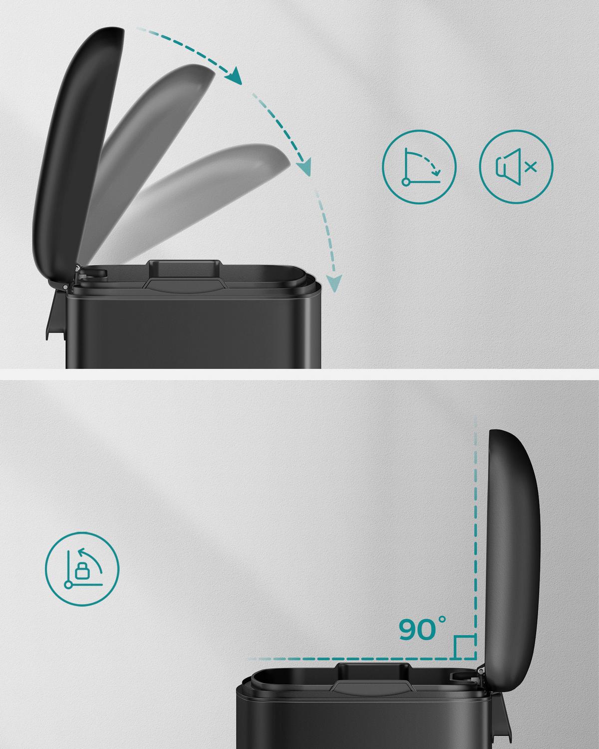 Abfallsammler Schwarz B: 34,5cm - Schwarz, Basics, Kunststoff/Metall (34,5/61,5/32,5cm)
