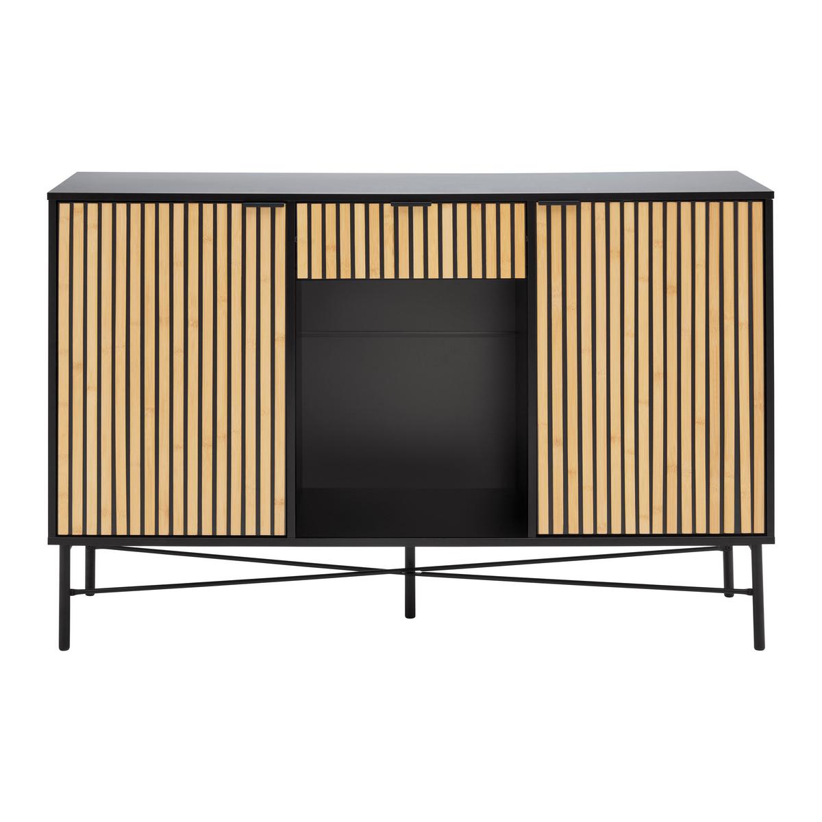 ŠIROKÁ KOMODA MADRID -EXKLUSIV- - černá/přírodní barvy, Moderní, kov/dřevo (143/90/40cm) - Mömax