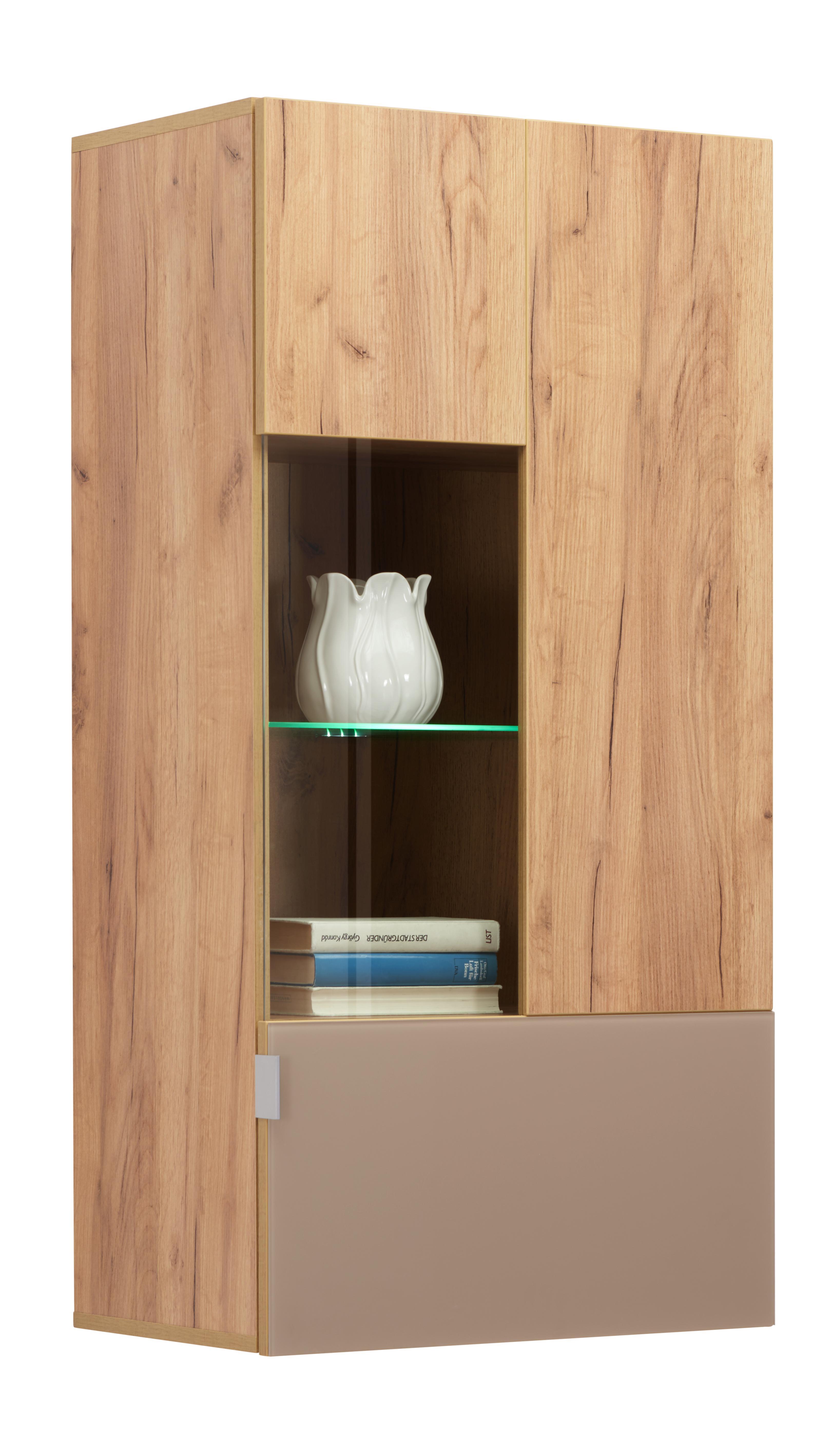 Falivitrin Contur - Tölgyfa, modern, Faalapú anyag/Üveg (60/120/38cm)