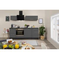 Küchenzeile Rp220egc mit Geräte 220 cm Grau - Grau, Basics, Holzwerkstoff (220cm) - Respekta