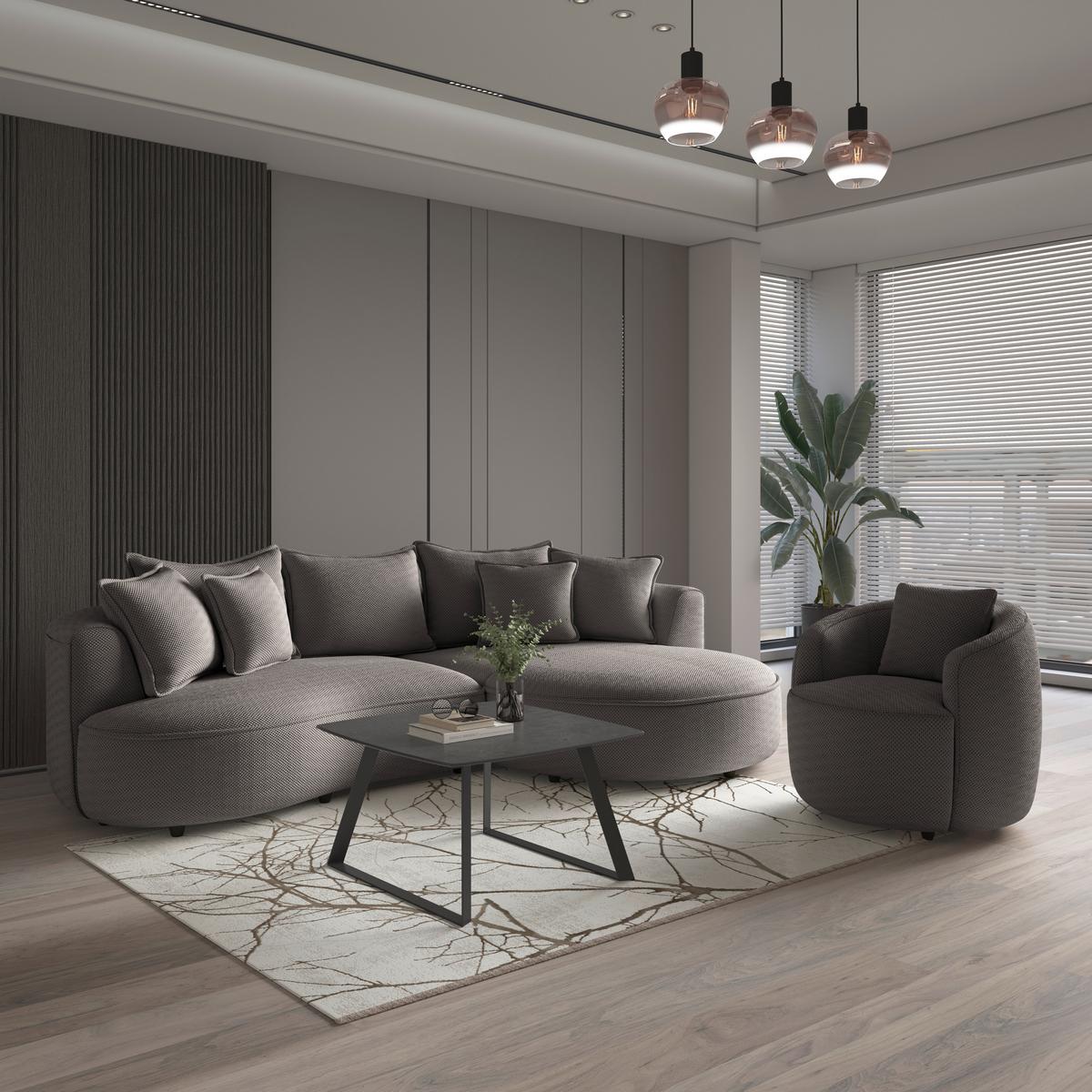 Sessel Pina - Schwarz/Cappuccino, MODERN, Textil (81/74/81cm)