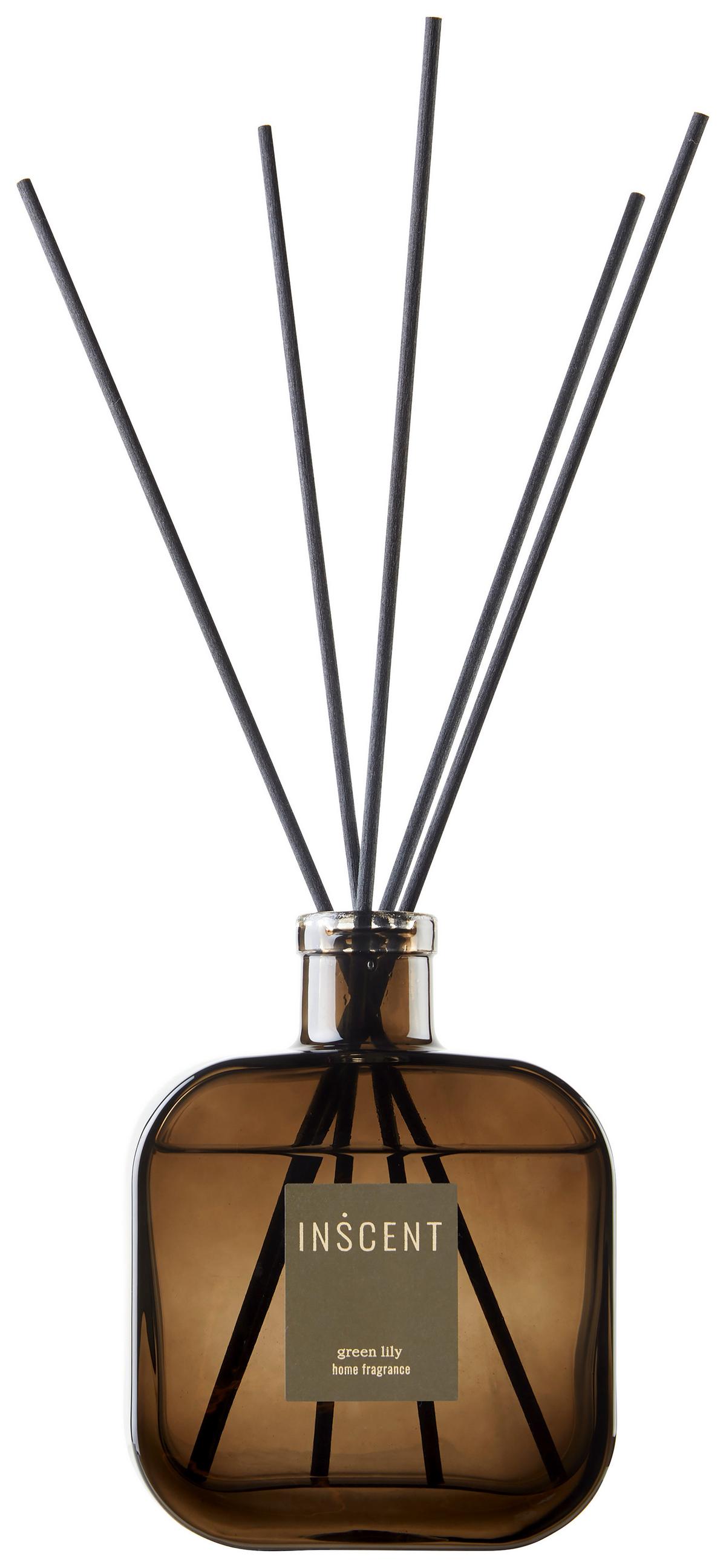 Pokojová vůně Green Lily, 500ml - čiré/tmavě zelená, Design, sklo (500ml) - Inscent