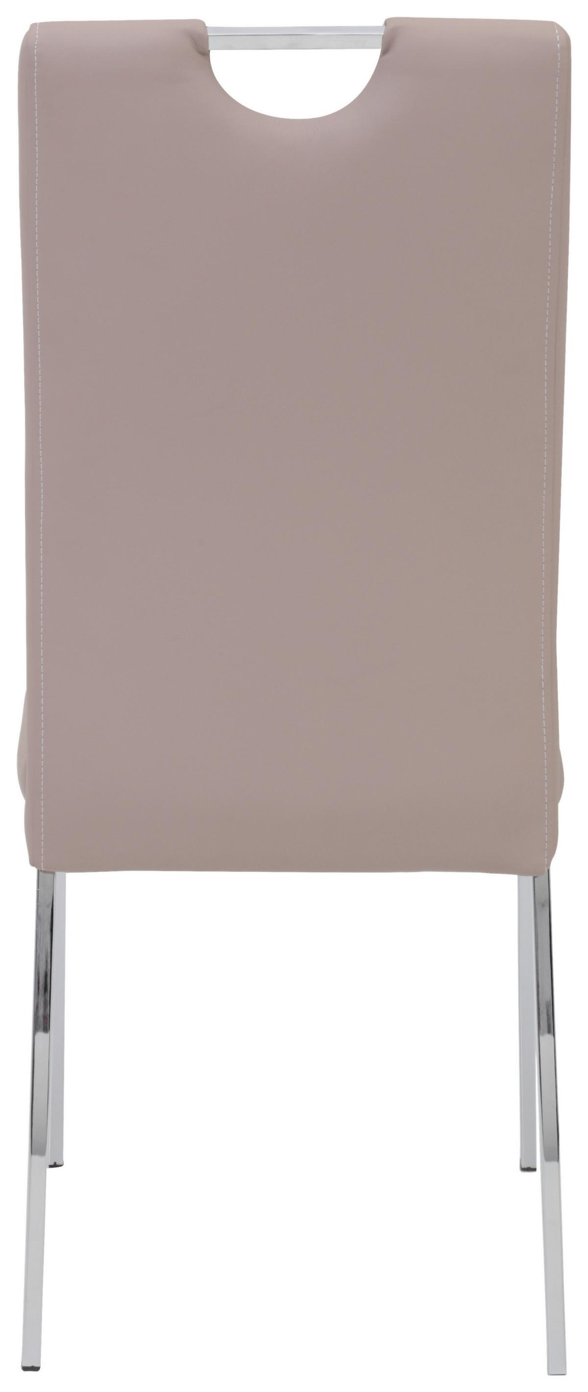 Esszimmerstuhl Andrea S Cappuccino Gepolstert 4er-Set - Chromfarben/Weiß, MODERN, Textil/Metall (43/100/64cm) - MID.YOU