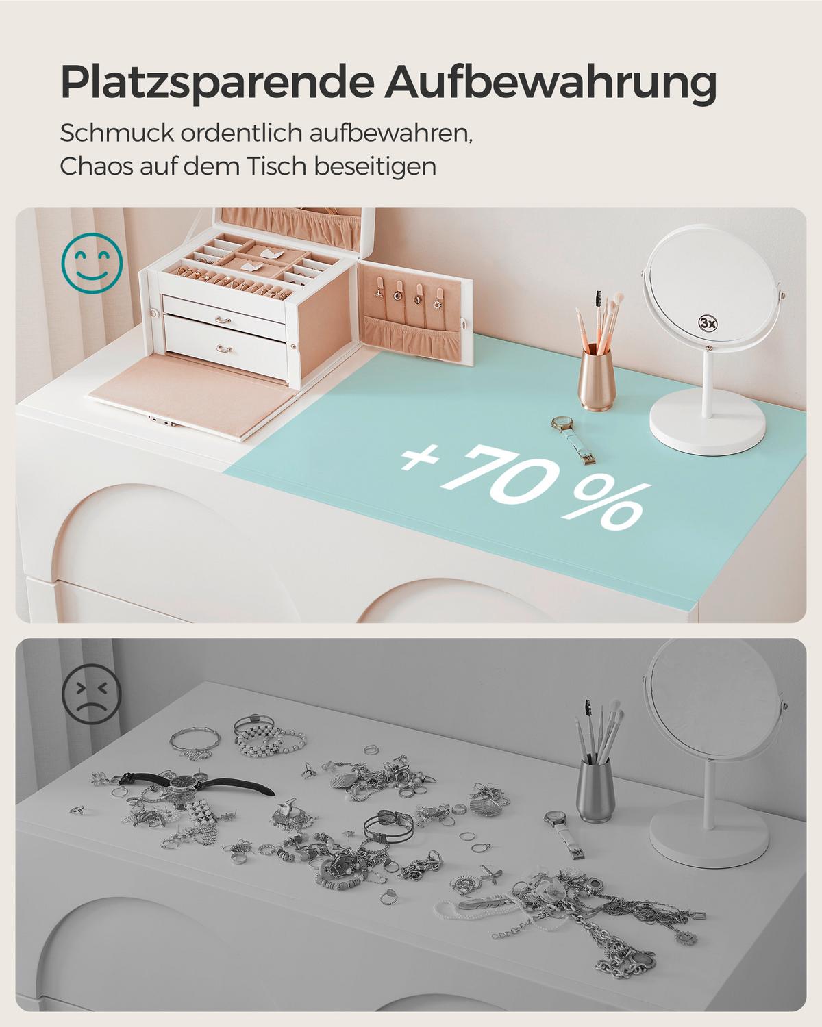 Schmuckkästchen Weiß B: 26 cm - Weiß, LIFESTYLE, Holzwerkstoff (26/17,4/18,2cm)