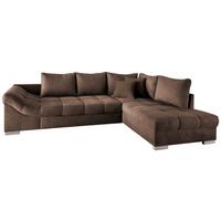 Eckschlafsofa Alvito Braun S: 298/202 Cm - Silberfarben/Braun, Design, Textil (298/202cm) - MID.YOU